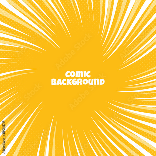 Yellow comic zoom burst lines abstract background