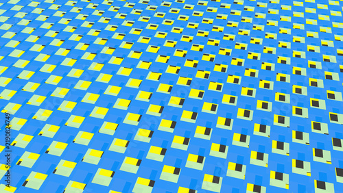 Obraz na płótnie Abstract geometric pattern, blue and yellow tiles