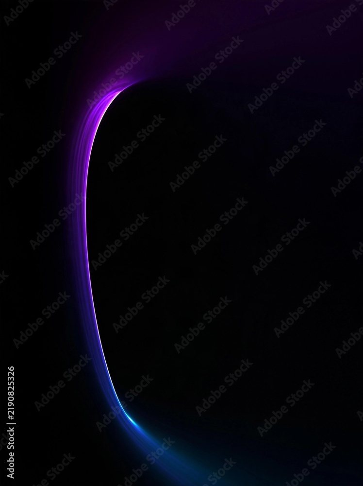 Obraz premium Abstract digital art piece with a dark background. in the center of the image, there is a curved line that appears to be made up of different shades of purple and blue.