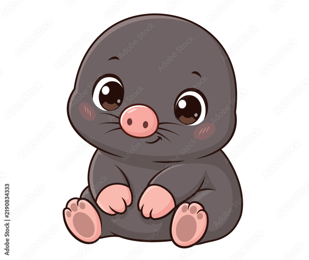 Fototapeta premium Cute Brown Mole Cartoon Character Illustration, Funny Underground Animal Vector Design