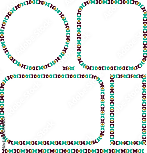 African pattern border frames set. Mexican border frames. Aztec border frames. Vector border frames.