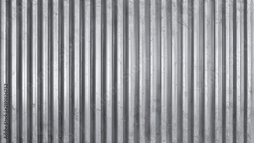 Zinc galvanised corrugated sheet close-up ridged metal roofing in cool grey