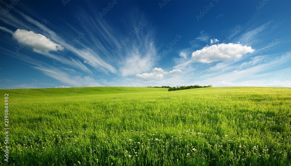 Obraz premium green meadow under blue sky