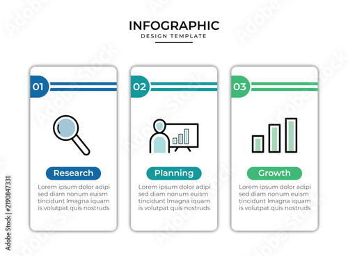Business Strategy Research Planning Growth Three Stage Infographic Design
