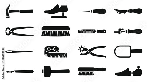 Cobbler Tools and Shoe Lasts Collection Vector Icons