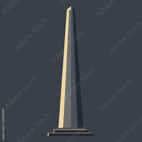Tall obelisk monument against dark background with shadow