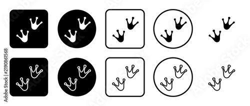 Icon set of frog tracks symbol. Filled, outline, black and white icons set, flat style.  Illustration on transparent background