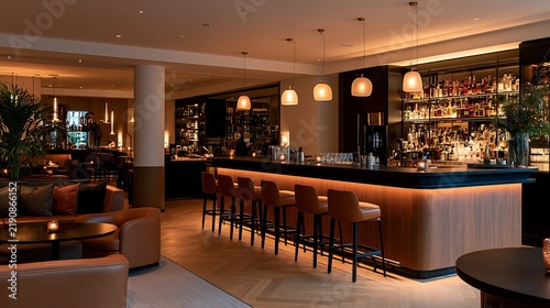 Obraz na płótnie Empty Hotel Bar Lounge / 誰もいないホテルのバーラウンジ