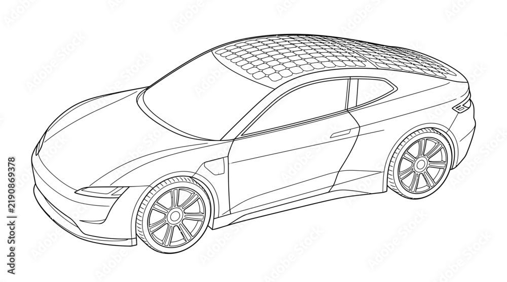 Fototapeta premium Modern Electric Car Design Isolated