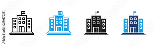 Institution web icon multiple style collection