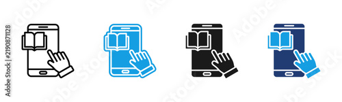 Mobile Learning web icon multiple style collection
