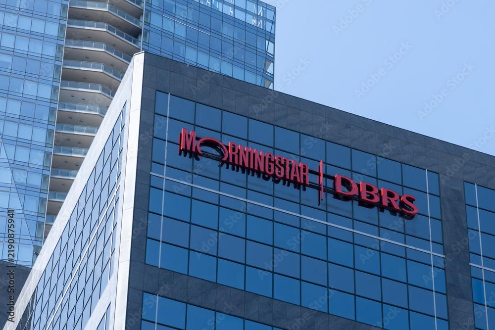 Obraz premium Toronto, Ontario, Canada - September 13, 2026: Morningstar DBRS headquarters on University Avenue in Toronto, Ontario, Canada. Morningstar DBRS is a credit rating agency. 