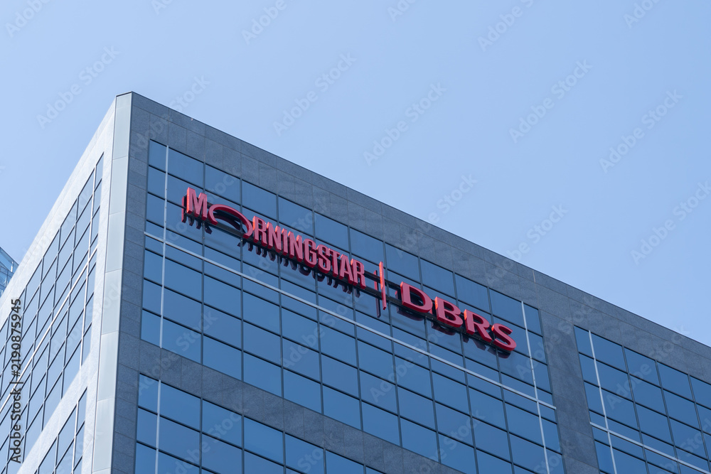 Obraz premium Toronto, Ontario, Canada - September 13, 2026: Morningstar DBRS headquarters on University Avenue in Toronto, Ontario, Canada. Morningstar DBRS is a credit rating agency. 
