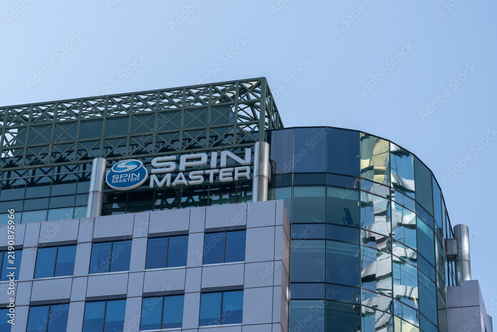 Fototapeta premium Toronto, Canada - September 13, 2026: Spin Master head office building in Toronto, Canada. Spin Master is a Canadian global toy and entertainment company. 