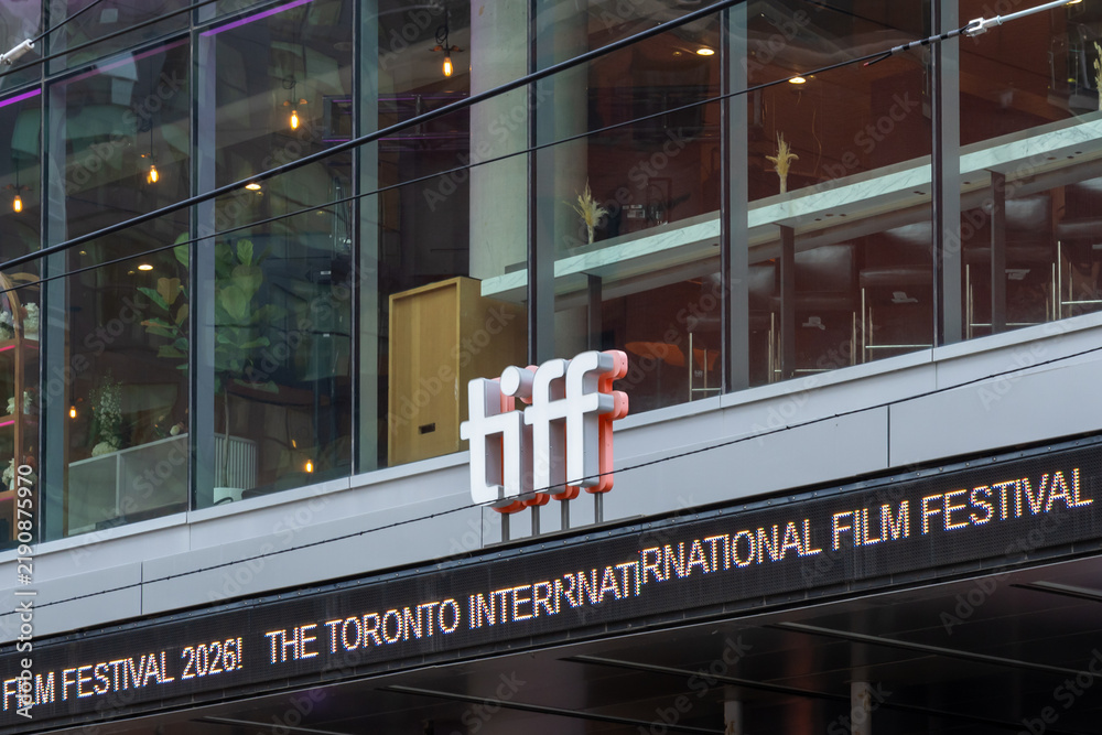 Obraz premium Toronto, Ontario, Canada - September 13, 2026: TIFF (Toronto International Film Festival) on TIFF Bell Lightbox building in Toronto, Ontario, Canada. TIFF is a charitable cultural organization with a