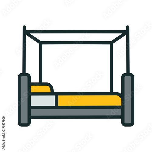 Konstfotografi Canopy Bed Frame Vector Illustration for Bedroom Furniture Icon