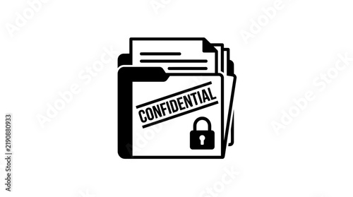 Confidential Document Folder Icon with Padlock Symbol.