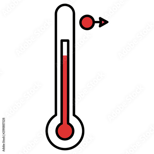 Thermometer with arrow indicating temperature change
