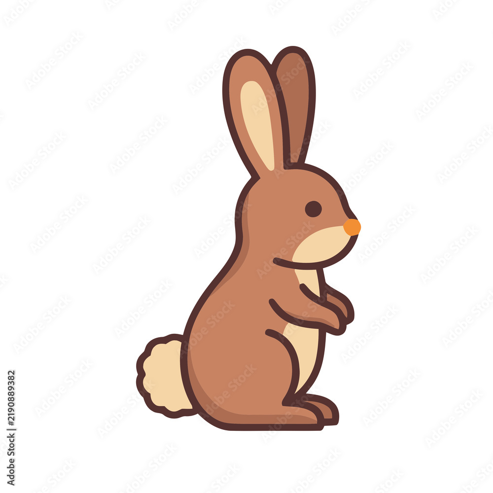 Fototapeta premium Cartoon brown rabbit illustration