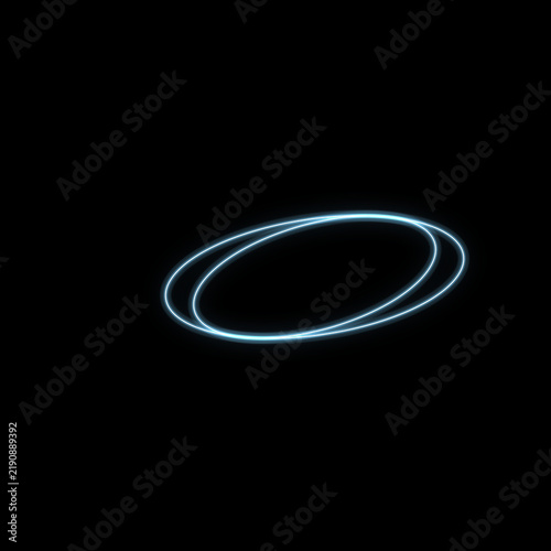 Minimalist Glowing Cyan Neon Circular Rings Floating Against a Pitch Black Dark Background