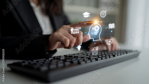 Concept of education and continuous learning. A network of e-learning resources for training  acquiring knowledge  and developing new skills for personal and professional growth. Fermion