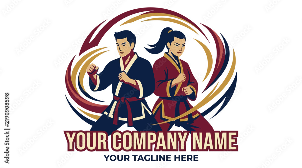 Obraz premium Martial Arts Duo Logo - Karate, Taekwondo, Kung Fu - Action, Strength, Discipline