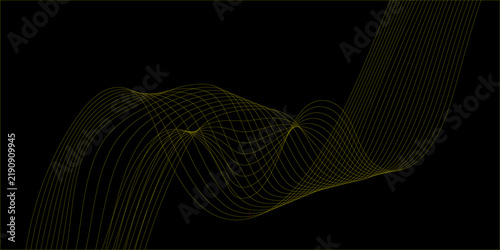Obraz na plátne Golden wavy mesh of intersecting lines over black background for luxury digital