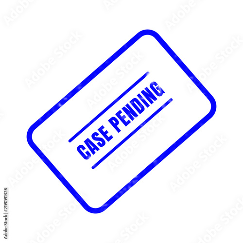 Foto A bright blue rubber ink stamp featuring the bold text case pending oriented at