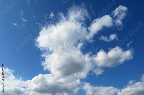 Beautiful cloudscape in blue sky, natural clouds background