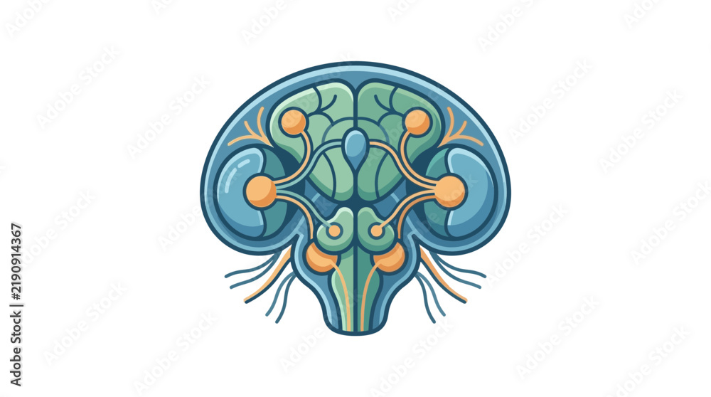 Fototapeta premium Brain shaped octopus head logo design