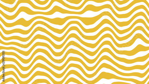 Mustard Yellow and White Wavy Line Pattern Retro Groovy Abstract Background