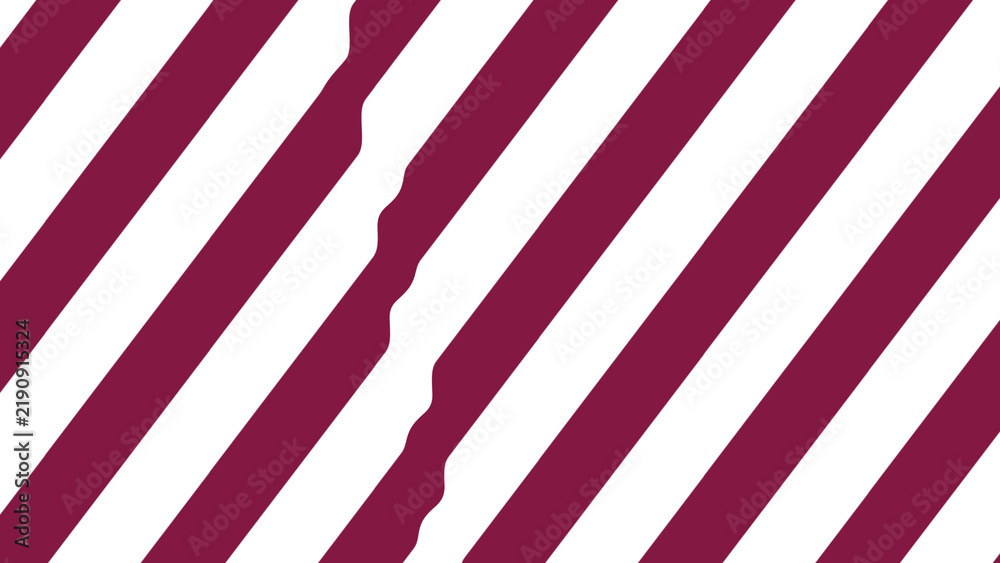 Obraz premium Bold burgundy diagonal stripes with a vertical wavy split line