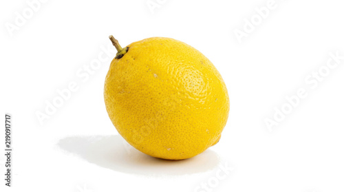 Cuadro en lienzo Fresh yellow lemon fruit isolated on transparent background