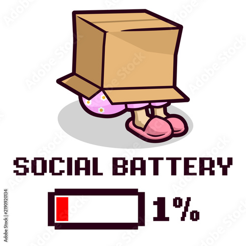 Social Battery Cartoon Sticker Illustration