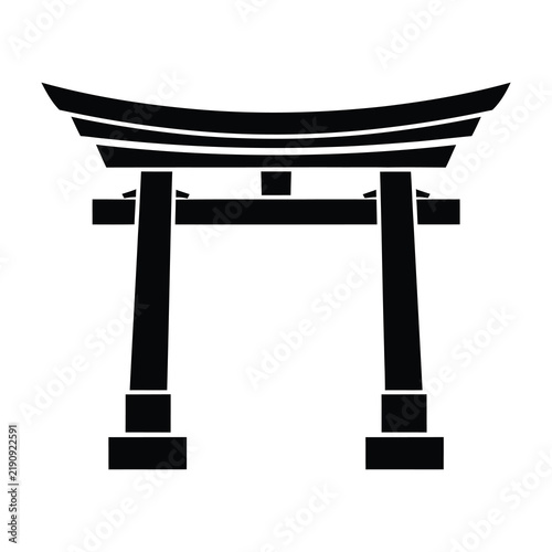 Traditional Japanese Torii Gate Silhouette