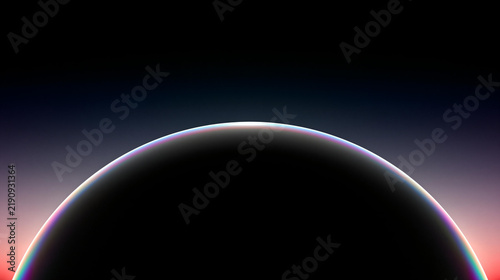 Curved Horizon of a Celestial Body Against a Dark Cosmic Background with Glowing Light