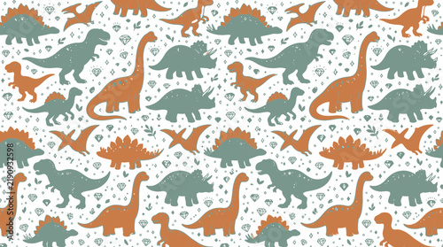 Cute Dinosaur Pattern Isolated