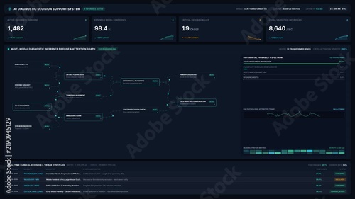 Advanced ai diagnostic decision support system interface with real time clinical data analysis, for medical technology, healthcare innovation, clinical data processing, digital health