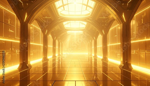 Cyber ​​and technology-themed soft gold background.