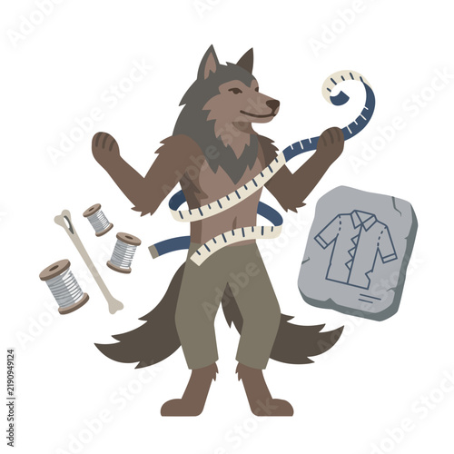 Werewolf Tailor Measurement and Halloween Costume Design Illustration