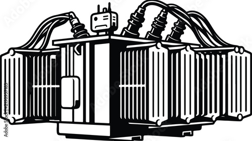 Industrial electrical power transformer illustration.