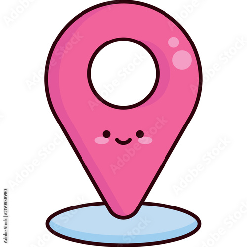 Cute kawaii map location pointer pin vector icon illustration
