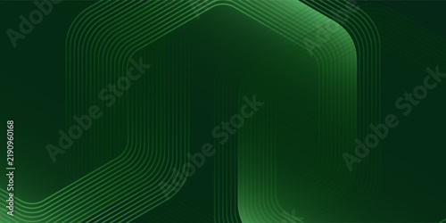 Abstract modern green background with glowing geometric hexagon lines