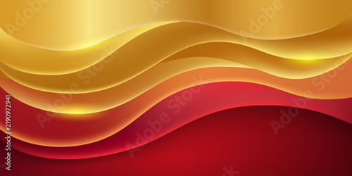 modern elegant abstract background with gradient gold and red  wavy shapes , for poster. banner, web design, header, cover, billboard, brochure, social media, vector