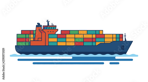Obraz na płótnie Container ship cargo vessel vector illustration. EPS Editable