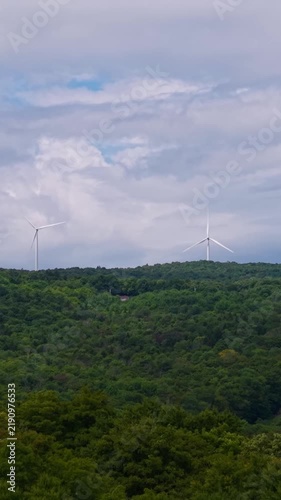 Summer aerial view featuring wind turbines in Readsboro, Vermont