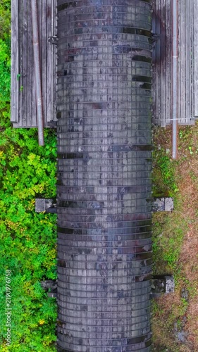 Summer aerial view featuring the 3.4 mile long wooden penstock in Vermont known as The Snake that runs from the Searsburg Dam to a generating station along the Deerfield River with an 8 foot diameter