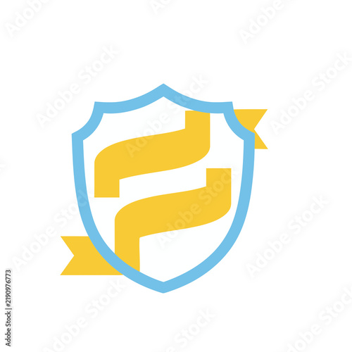Konstfotografi Blue shield with yellow ribbons