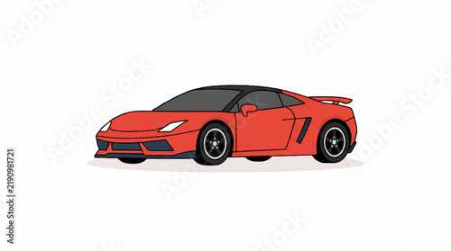 vector sport car, flat design, simple, minimalist, plain white background