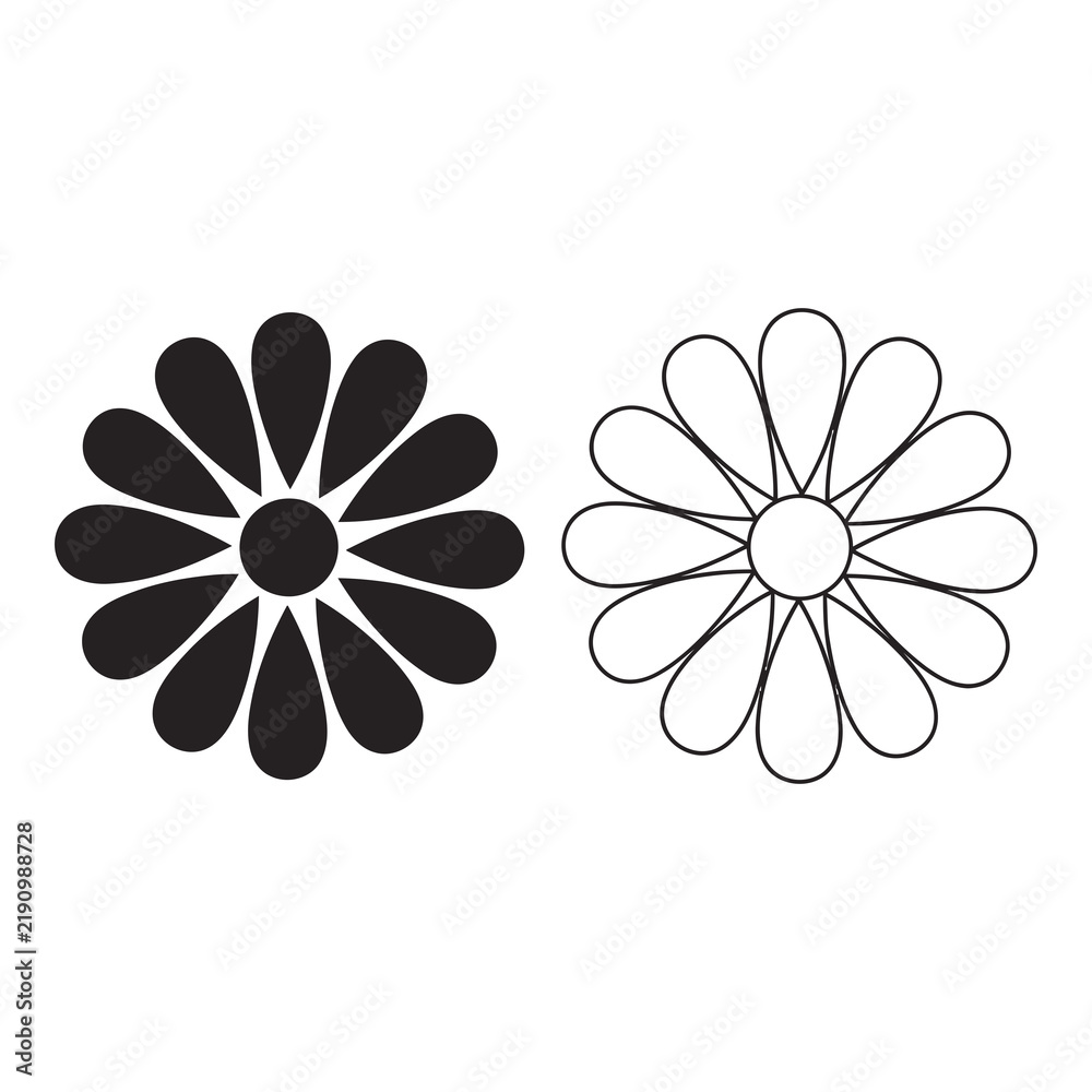 Fototapeta premium Black and white stylized flower doodles on white background